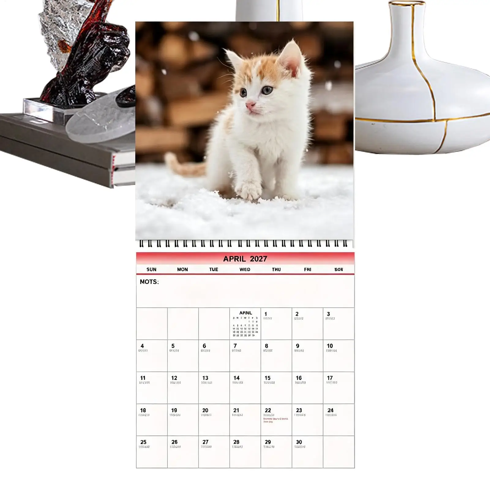 2027 Cat Calendar Monthly kitten Calendar Playful Cat Patterns 12-Month Hangable Planner Display For Home Office School