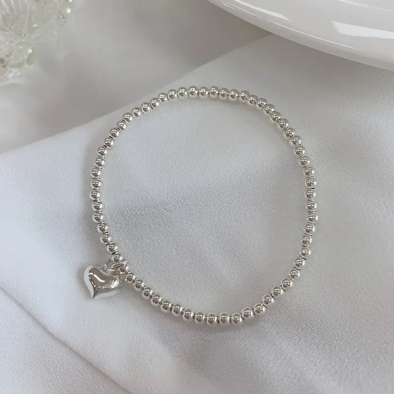 MEETSOFT Armbänder aus 925er-Sterlingsilber mit Kugel-Herz-Geometrie für Frauen und Mädchen, minimalistisch, elegant, Temperament, edler Schmuck, Geschenk