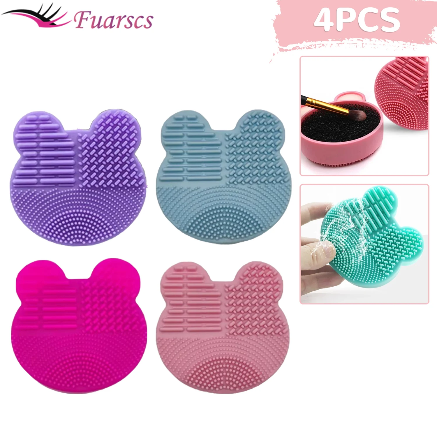 4pc Make Up Brush Cleaner Pad Washing Brush Pad Cleaning Mat Cosmetic Brush Cleaner Universal Make Up Tools Scrubber Board Pad