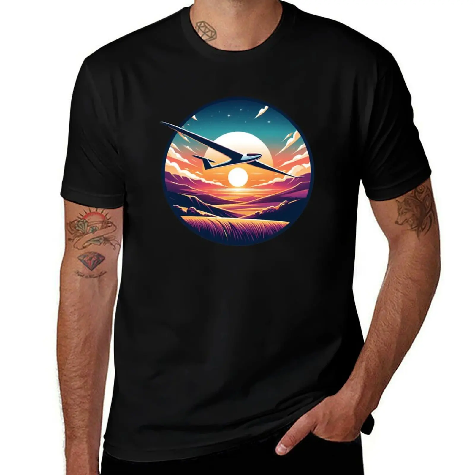 Glider Plane Pilot Sailplane Biplane aerial floating soaring T-Shirt Daily Wear Plain Short Sleeve Shirt T-Shirt