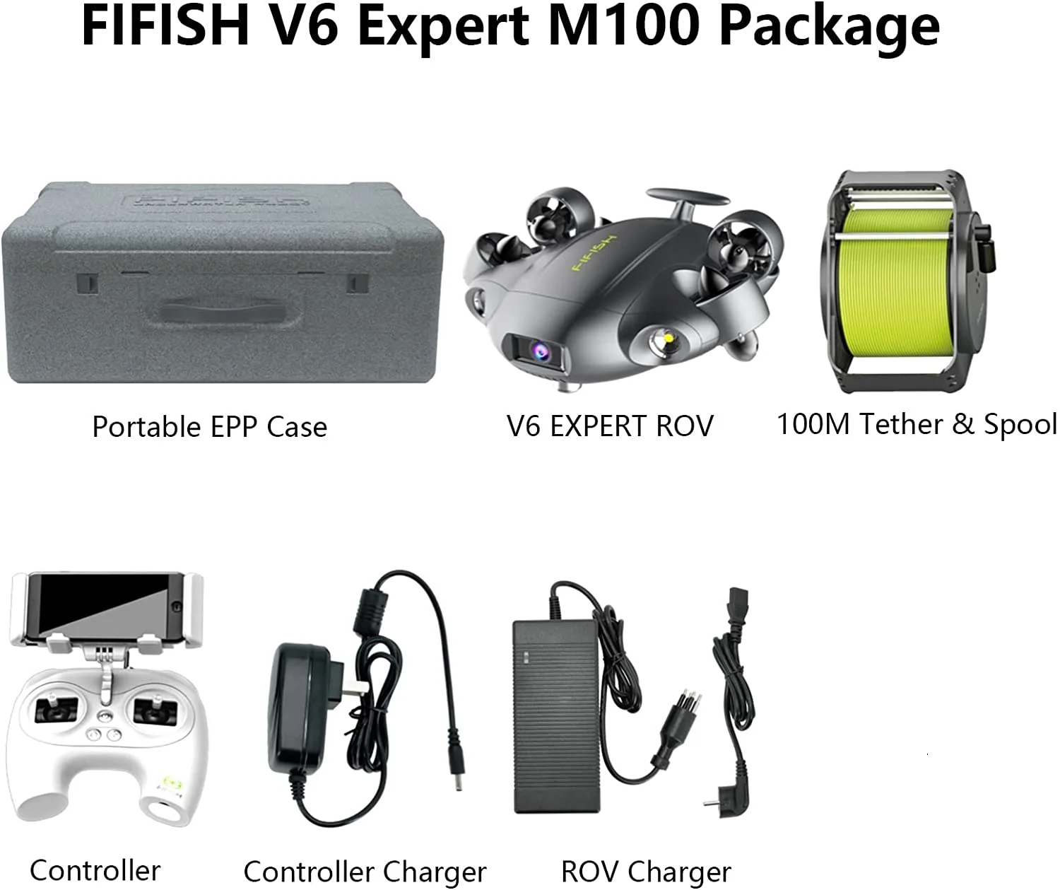 Camolech Fifish V6E Mini Rov Submarine Diving Underwater Drone with 4K Camera 14400mAH 6000 Lumen VR Underwater Robot for Rescue