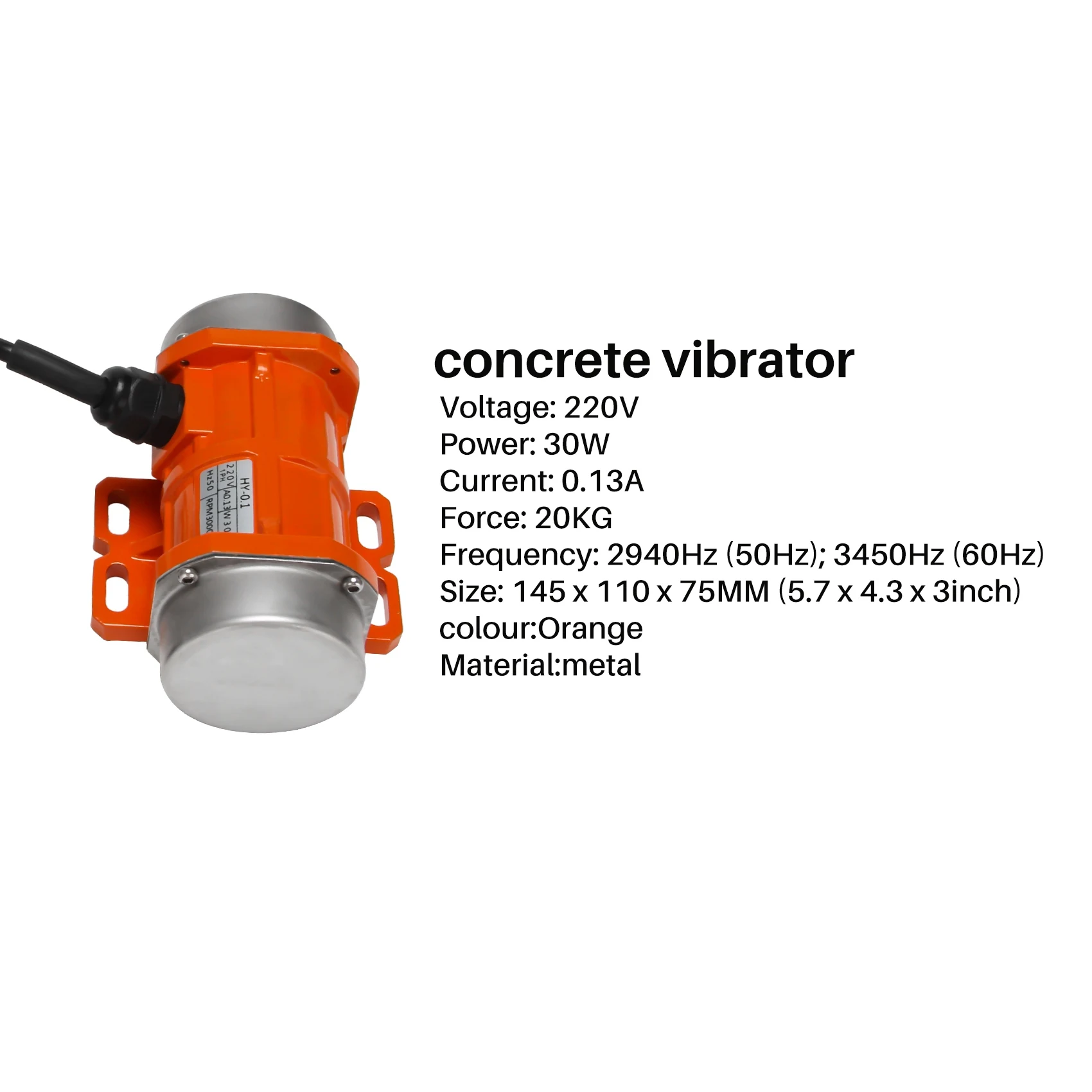 Concrete Vibrator Vibration Motor 30W 220V 3000Rpm Single Phase Aluminum/Motor Speed Controller