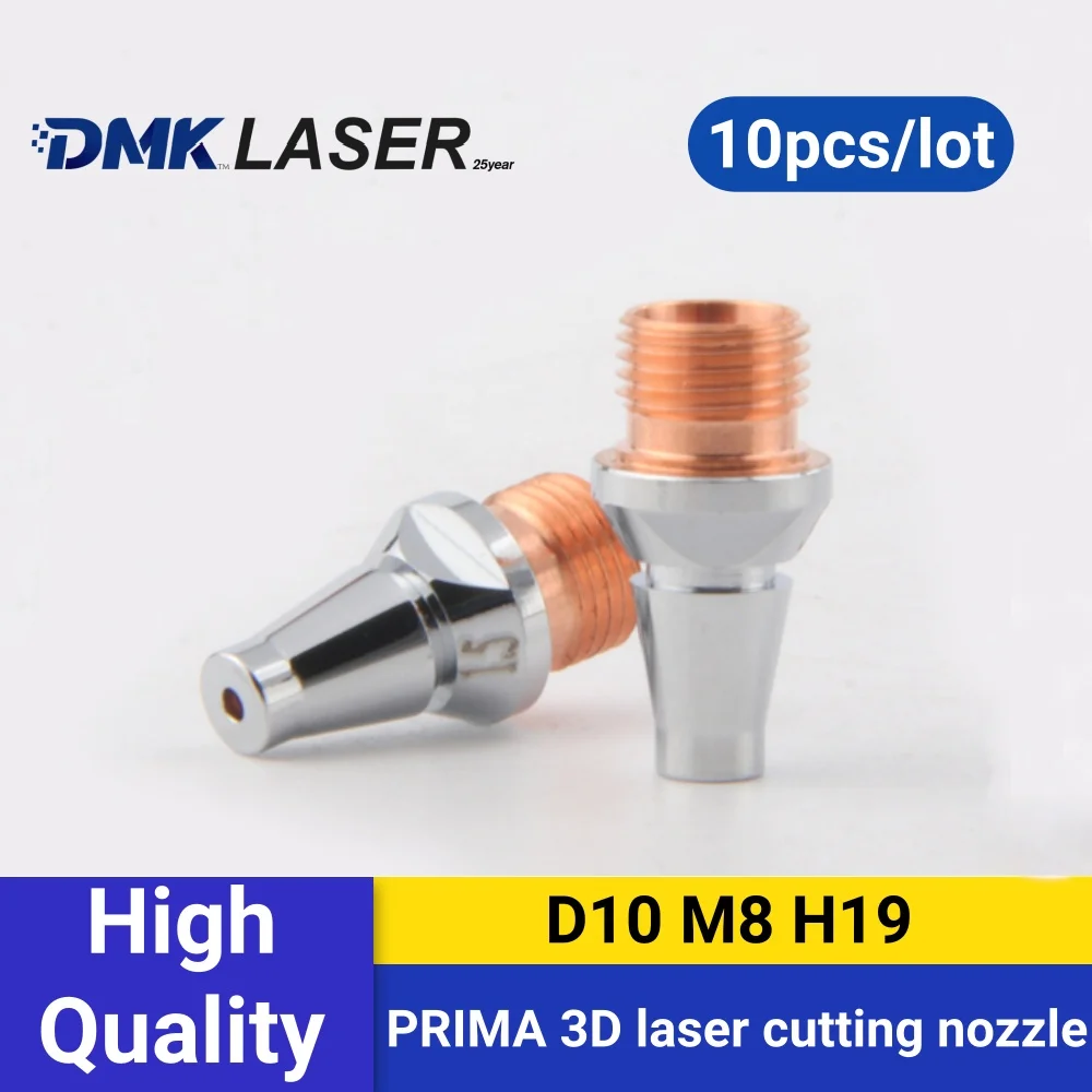 

10pcs/lot PRIMA 3D Laser Cutting Nozzles D10 M8 H19 Single Layer 2.0/2.5mm Chrome Plated copper Nozzles for 3D Laser Cutting