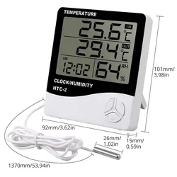 HTC-2 LCD Electronic Digital Temperature Humidity Meter Indoor and Outdoor Temperature Display Weather Station with Clock