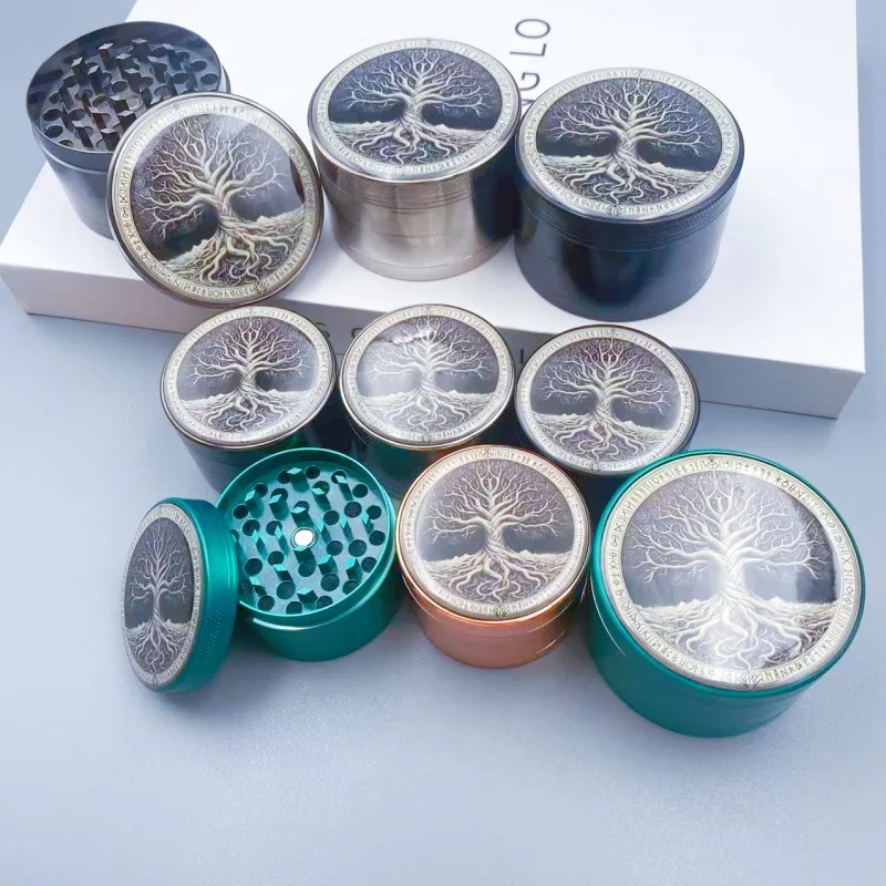 50/60mm Life Tree Herb Grinder 4-layer Manual Grass Pepper Mill Mortar Spice Tobacco Grinder Smoking Cigarette Accessories