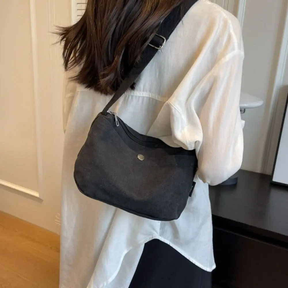 

Solid Color Ladies Fashion Shoulder Bag Korean Style Messenger Bag Canvas Crossbody Bag Large Capacity Shopping Bag