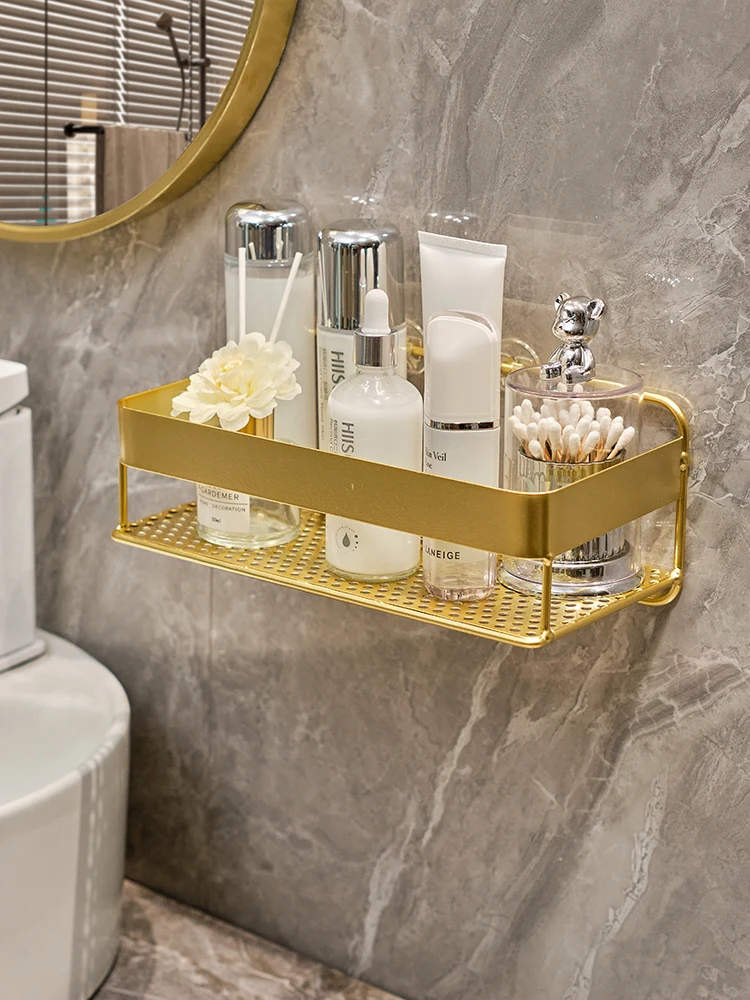 Gold storage rack bathroom wall mounted storage rack bathroom shampoo shower gel cosmetics storage rack bathroom accessories