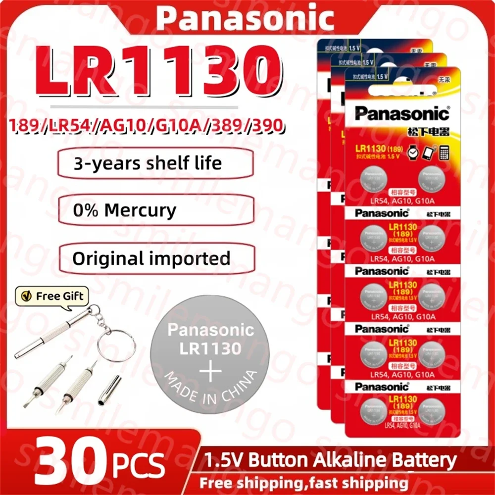 Panasonic 2-50PCS AG10 pilas LR1130 Cell Coin 1.55V SR54 389 189 LR1130 SR1130 G10A Alkaline knop Batterijen voor Horloge Speelgoed