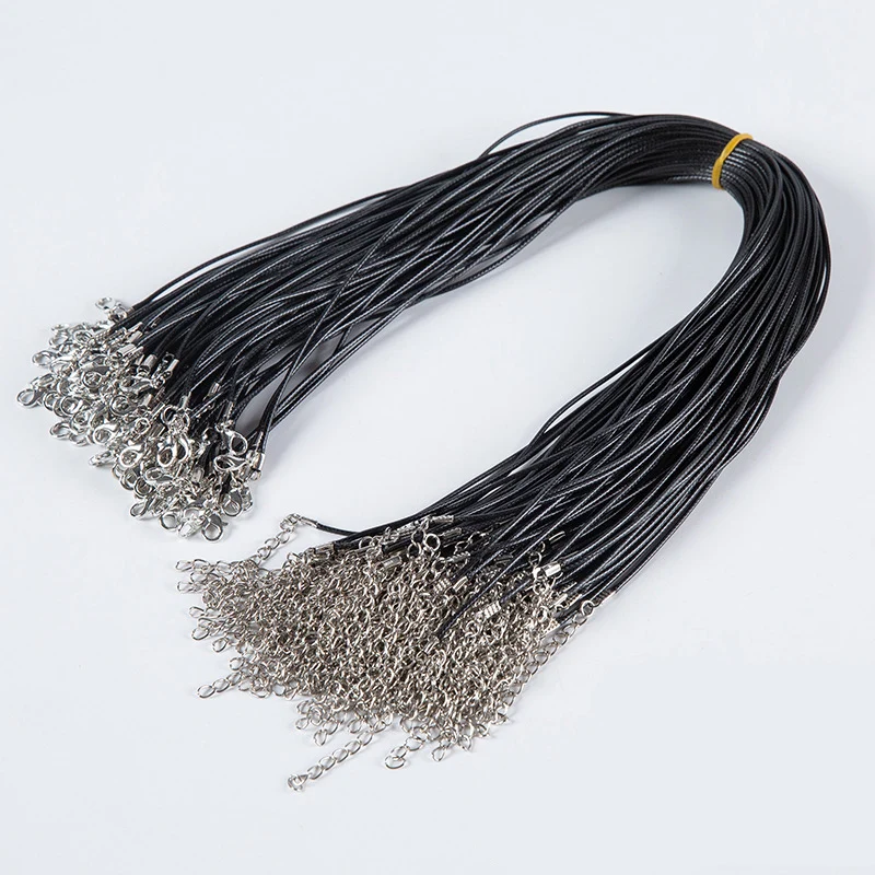 100Pc/Lot Colorful Wax Leather Snake Necklace 16 Color Cord String Rope Wire Extender Chain For Jewelry Making Bulk Wholesale