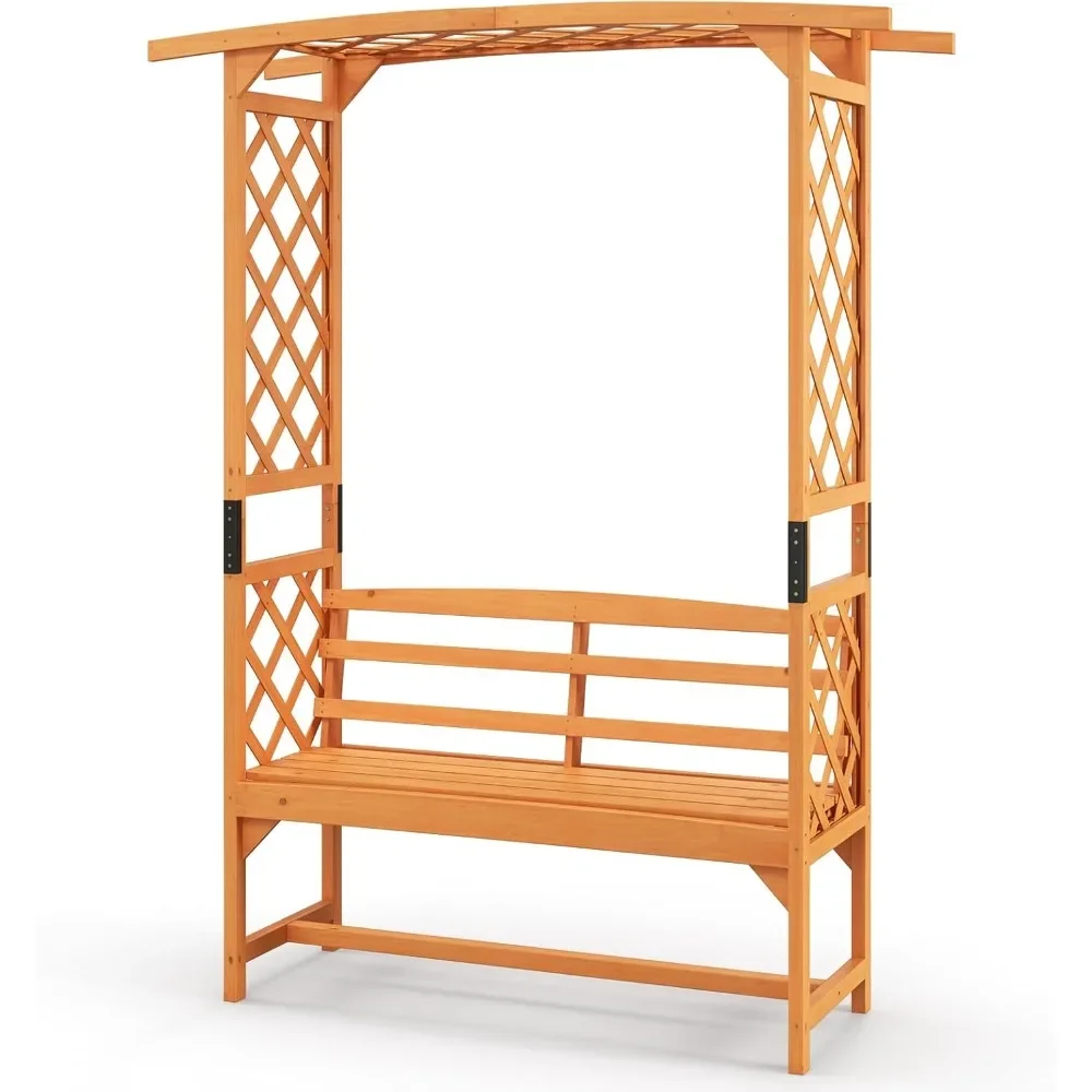 

Решетка садовой арки с скамейкой — деревянная беседка шириной 63 x 79 дюймов с уличной скамейкой на 2 человека, садовая арка, беседка для альпинизма