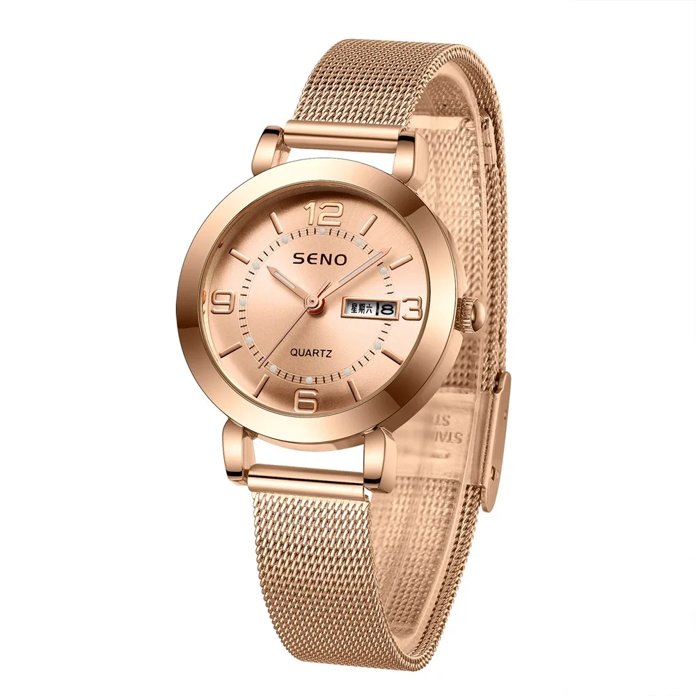 Elegant Quartz Wristwatch for Women with Crystal Accents and Rose Gold Case Perfect for Gift and Daily Use