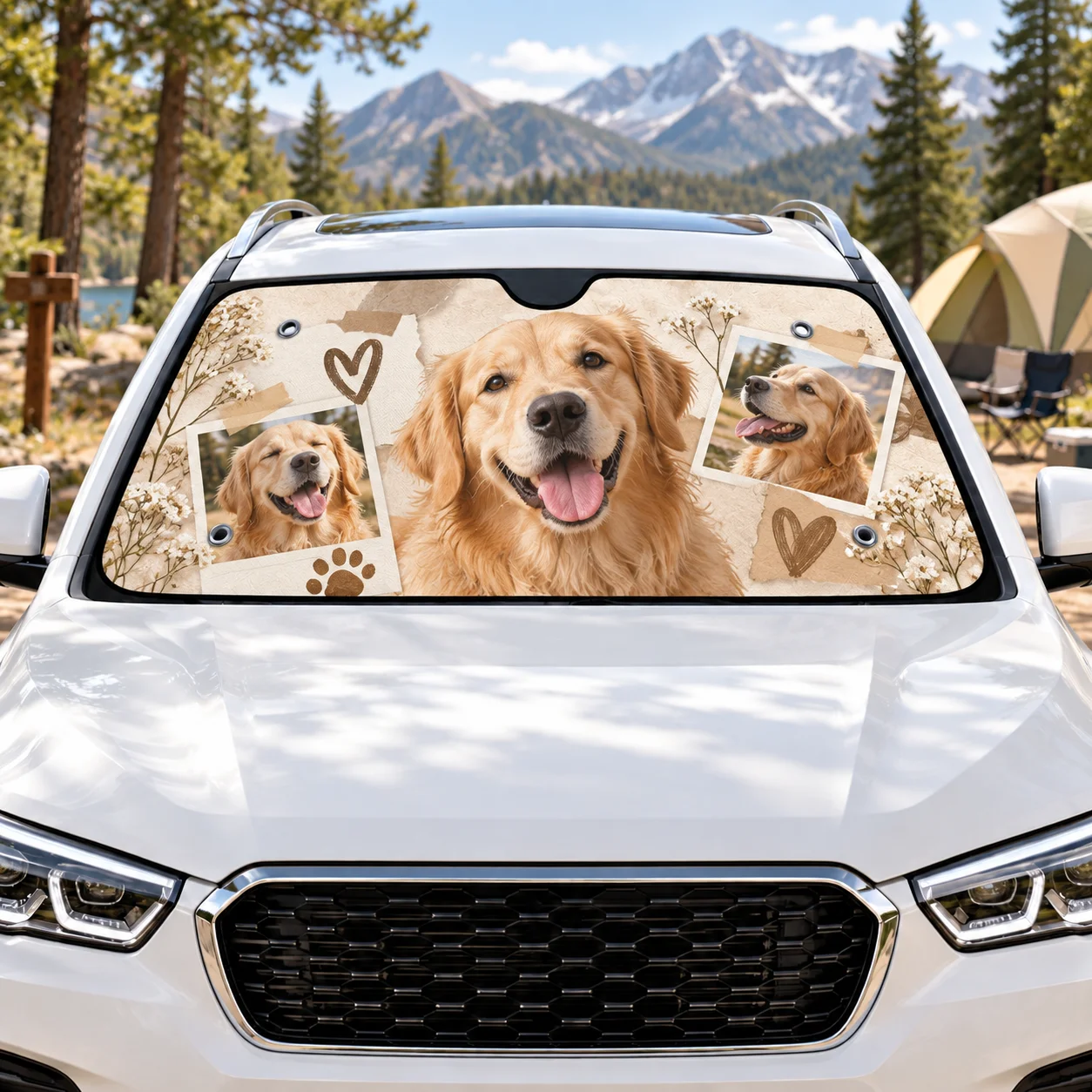 Custom Personalized Photo Car Windshield Sunshade Foldable UV Heat Block Sun Visor with Suction Cups Car Interior Decor Gift image 3