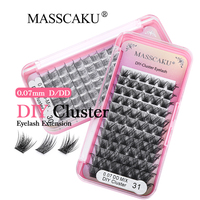 MASSCAKU 72pcs DIY Cluster False Eyelashes D/DDCurl HotMelt Segmented Individual Self-grafting Natural Lighter Eyelash Extension