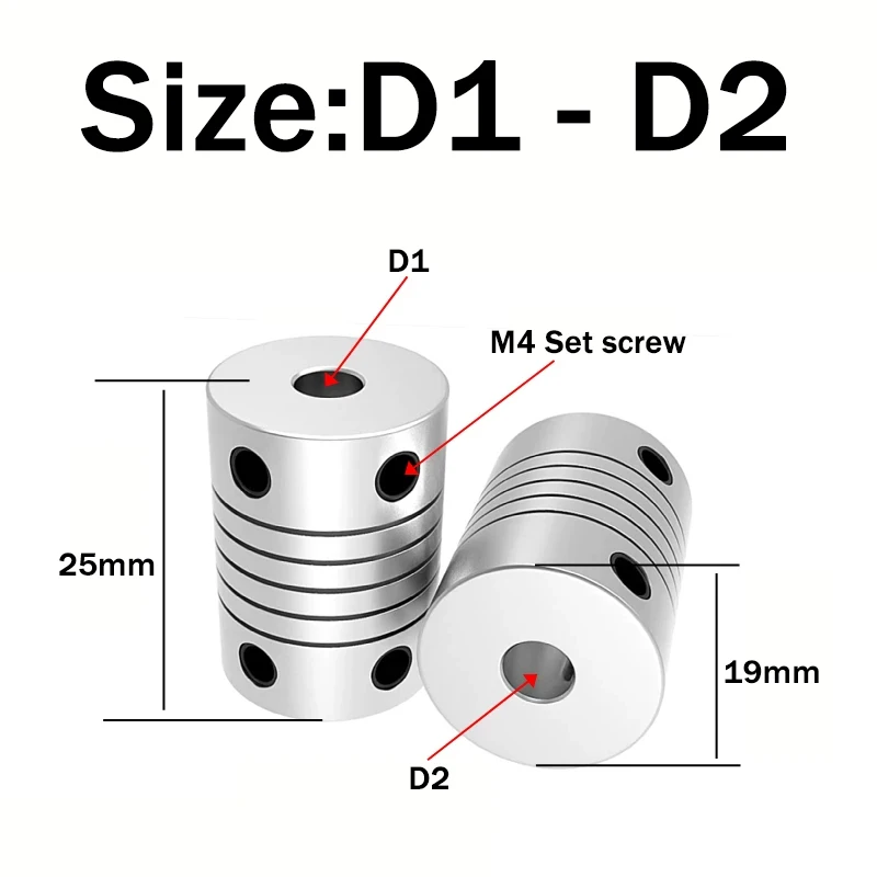 1pc Aluminium Flexible Jaw Shaft Coupling 3/4/5/6/7/8/10mm D19L25 Z Axis Flexible Couplings CNC Stepper Motor Coupler 3D Printer