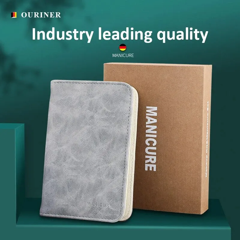 Maniküre-Set mit Morandi Grey erstklassigen Voll narben Rindsleder Verpackung Nagel knipser Kits perfekte Geschenk Freunde Familie