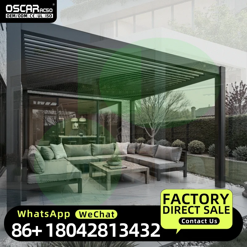 Modern Retractable Steel  Motorized Shade Outdoor Fabric Arches for Garden Villa Carport Pergola