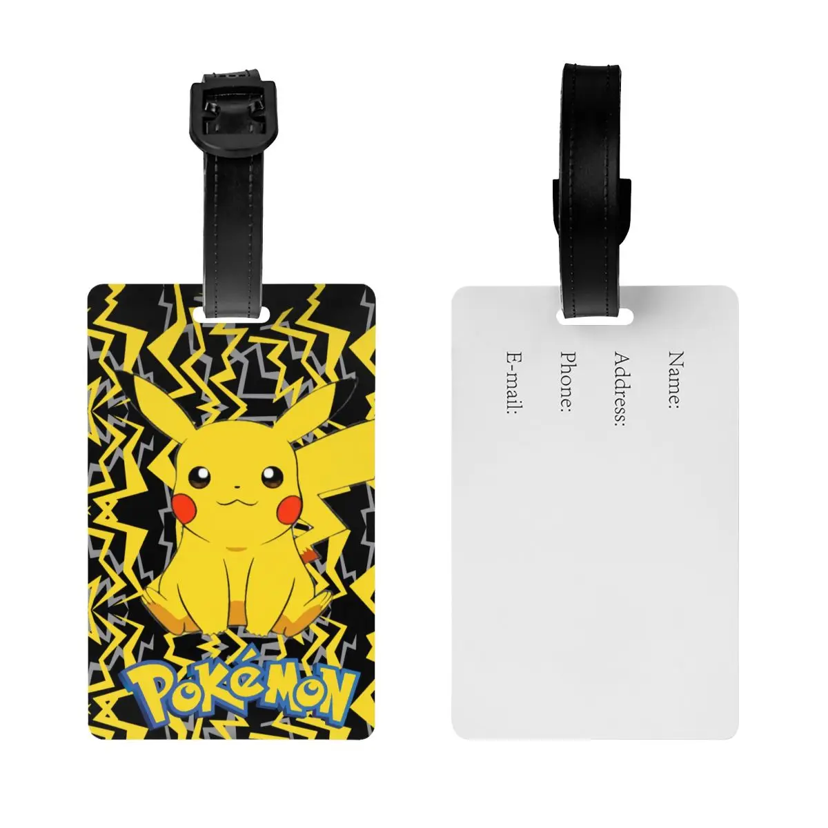 Custom Pokemon Pikachu Luggage Tag With Name Card Privacy Cover ID Label for Travel Bag Suitcase