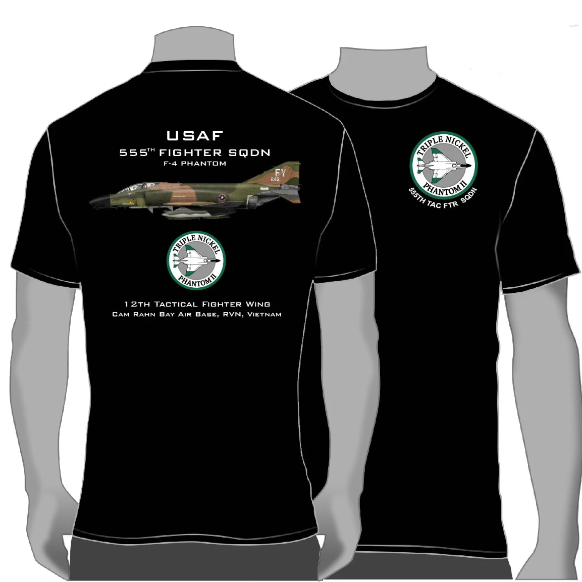 555th Triple Nickel F-4 Phantom Fighter Squadron T-Shirt 100% Cotton O-Neck Short Sleeve Summer Casual Mens T-shirt Streetwear