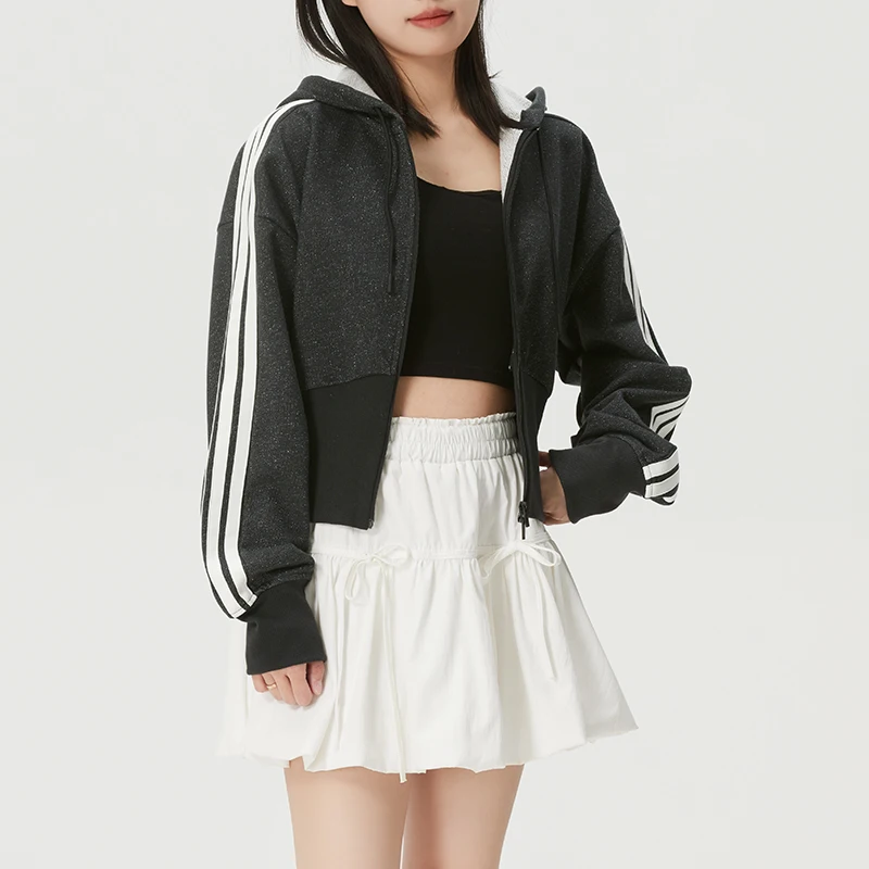 Adidas Women's Sportswear Three-Stripe Hooded Jacket Running Training Fashion Fitness Knitted Jacket Kx8905