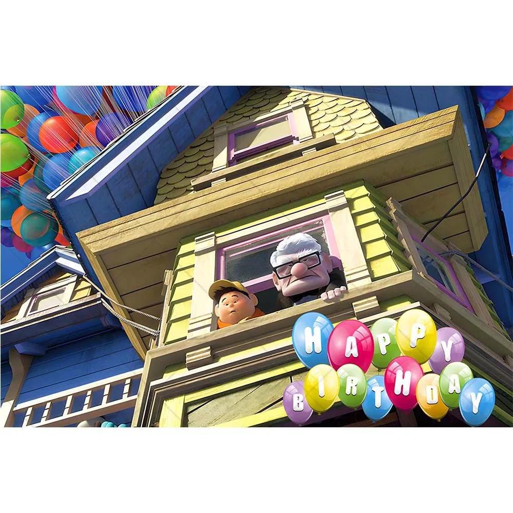 Disney Pixar Movie UP Photography Backdrop Birthday Party Banner Suppliy Kids Cartoon Carl Feiwu Decor Custom Background