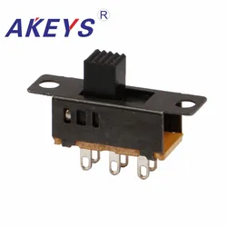 10PCS SS-23D32 2P3T-G5 Double pole three throw 3 position slide switch 6 solder lug pin DIP type without fixed pin black shell