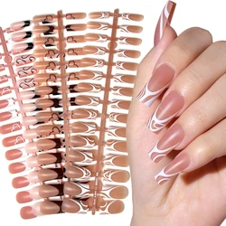 120pcs Medium Square French Press on Nail Brown Pink Base Colors Matte Fake Gel Nail Tips Fit Woman Girls Acrylic False Nails