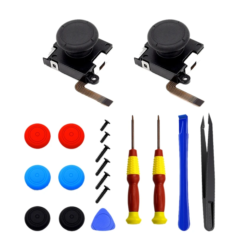 RISE-2-Pack Joycon Joystick 3D Analog Thumb Stick Replacement Kit For Nintendo Switch Include Screwdrivers Thumb Stick Caps