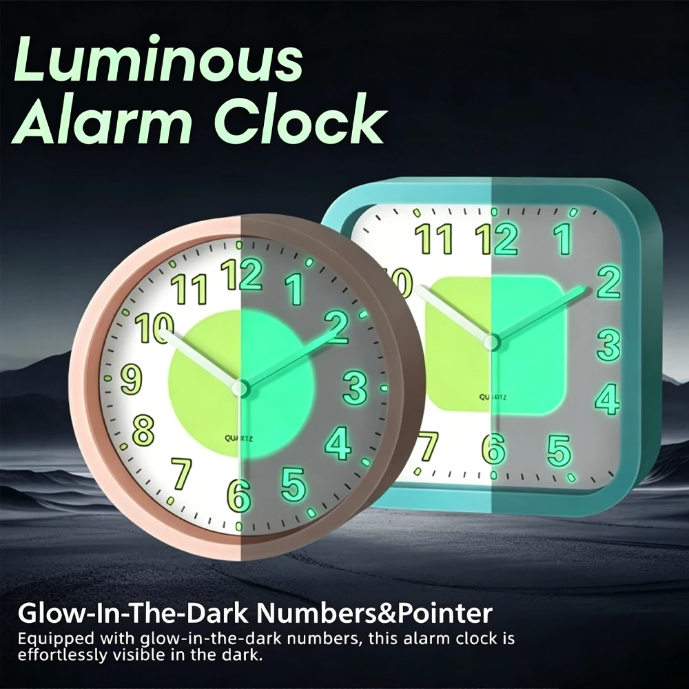 Luminous Analog Alarm Clock Non Ticking Quartz Bedside Desk Clock Large Clear Number Wake Up Tool for Kids Bedroom Study Room