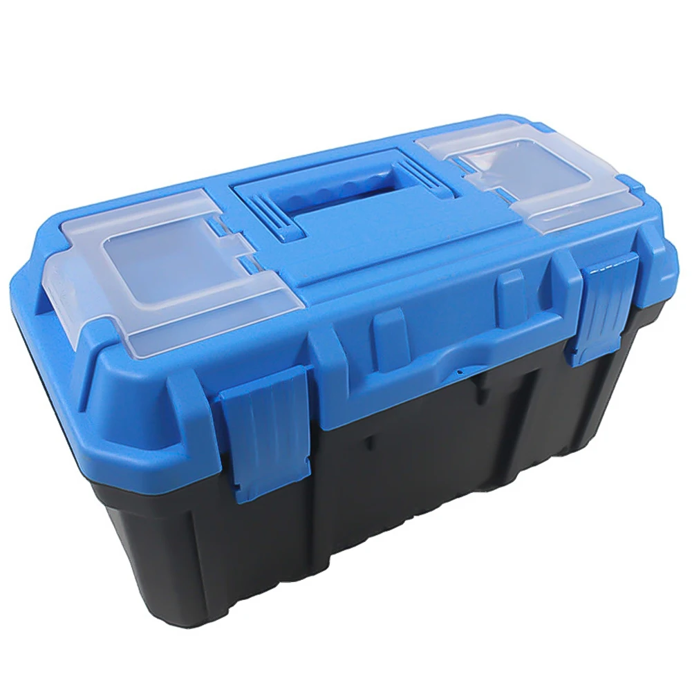 Plastic Tool Box Electrician Work Empty Toolbox Shockproof Carrying Screwdriver Tool Double Layer Toolbox Organizer with Lock