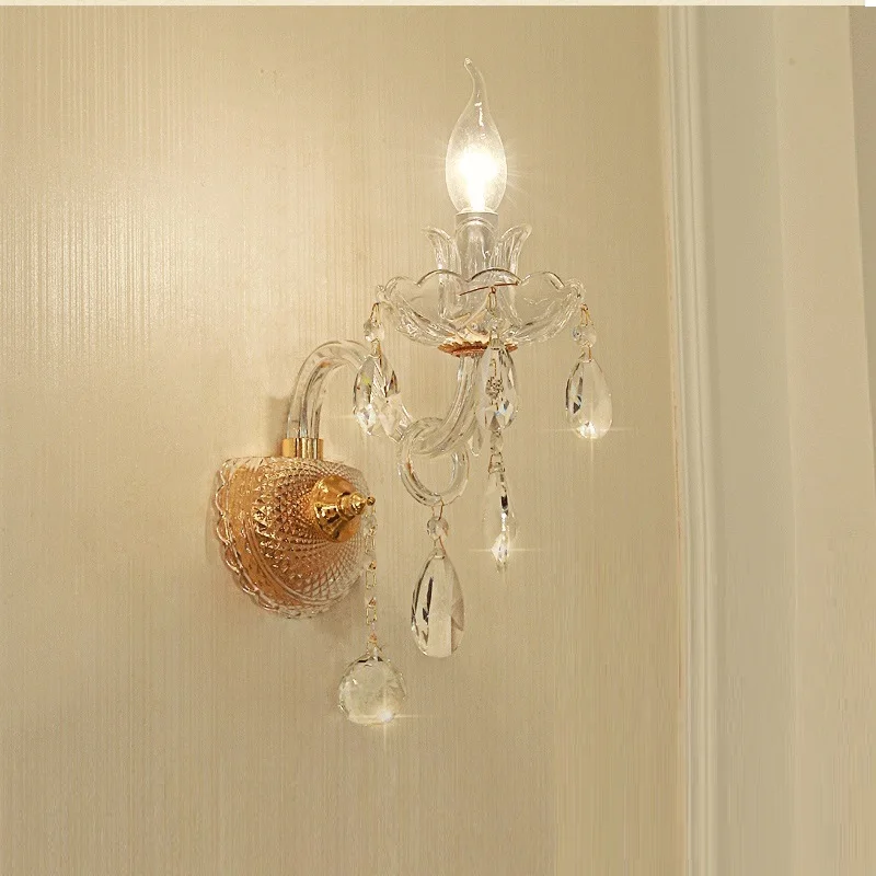 Imagem -02 - Moderno Luxo Cristal Wall Sconce Crystal Wall Light Quarto Cabeceira Parede Corredor Ktv Vela Led Ouro Cromo