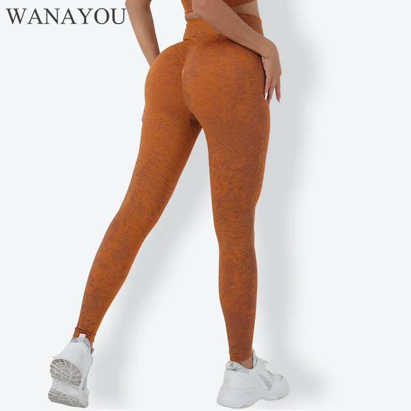 

WANAYOU Women Gym Yoga Seamless Pants Sports Tights Stretchy High Waist Athletic Exercise Fitness Leggings Activewear Pants