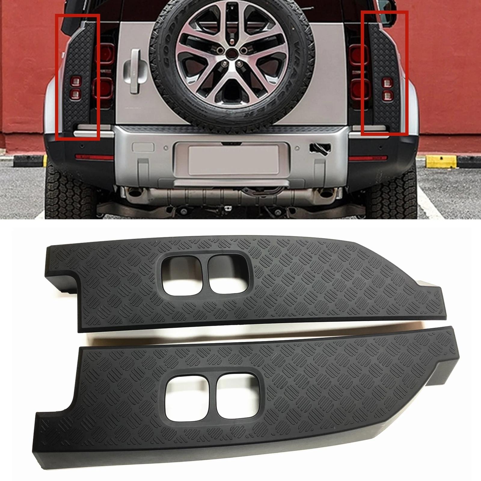 

Rear Bumper Fog Light Cover For Land Rover Defender 90 110 130 2020 2021-2025 Taillamp Anti Scratch Foglight Lamp Shell Clip On