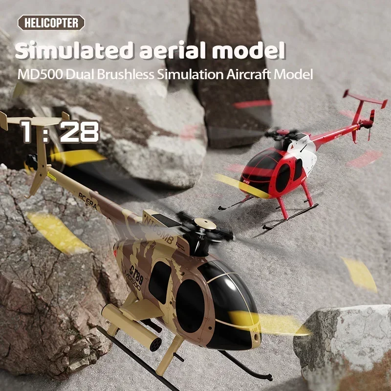 1:28 Rc Era New C189 Bird Rc Helicopter Tusk Md500 Double Brushless Simulation Model Six-Axis Gyroscope Remote Control Model Toy