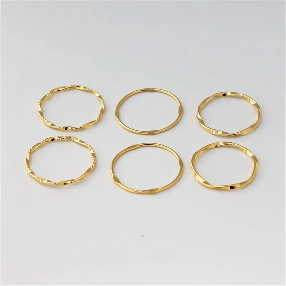 

14K Gold Bag Cut Wreath Closed Ring, Flattened Ring, DIY Handmade Jewelry Accessories, Twist Ring