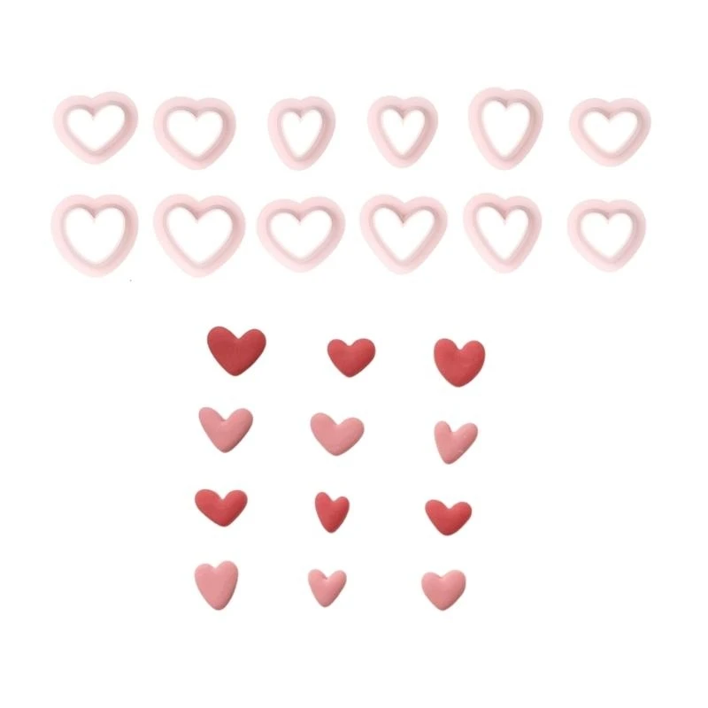 

12 Pieces Multipurpose Love Hearts Polymer Clay Mould for Crafting Earrings Necklaces and Decorative Accessories