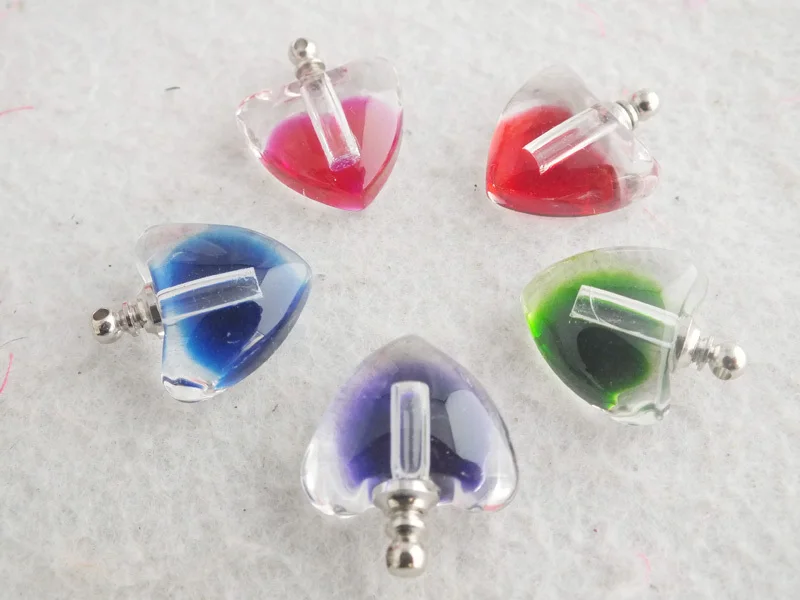 

Bulk 100pcs/lot Mixed Color Heart Perfume pendant bottle ,vial pendant bottle