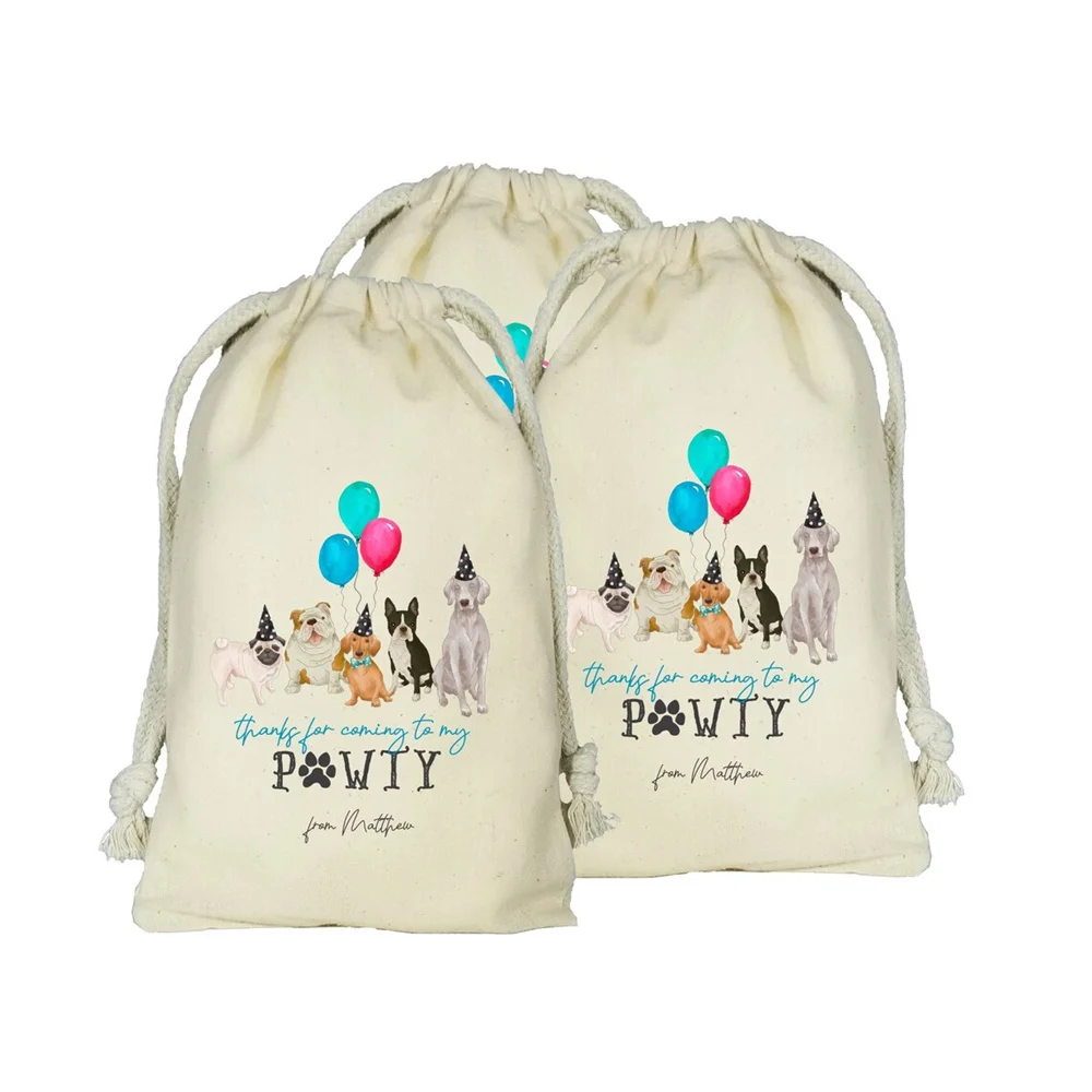 Puppy Pawty Favor Bags, Set of 10 Personalized Bags, Dog Birthday Party Theme, Pawty Favors, Dog Favors, Puppy Party Bags