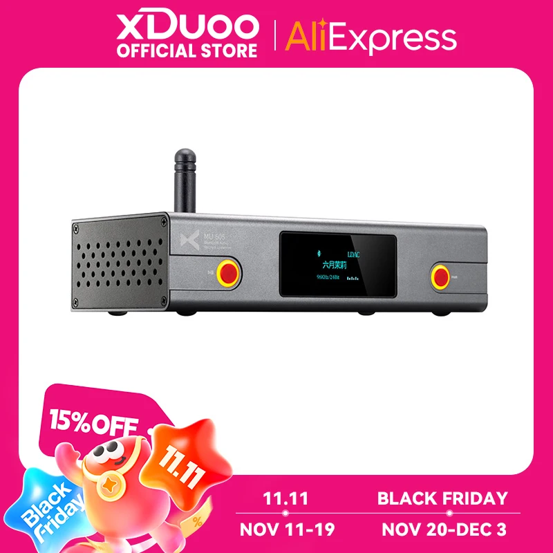 XDUOO MU-605 HD Bluetooth 5.1 デュアルDACチップオーディオレシーバーコンバーター PCM24Bit/96kHz対応 SBC AAC aptX aptX LL aptX HD LDAC