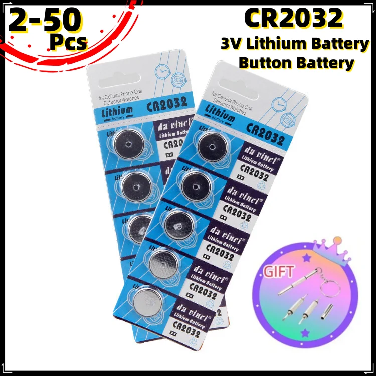 

Pack of 2-50 CR2032 Battery Long Lasting High Capacity CR2032 3V Coin Button Cell Lithium Batteries for LED Light Toy Drop Ship