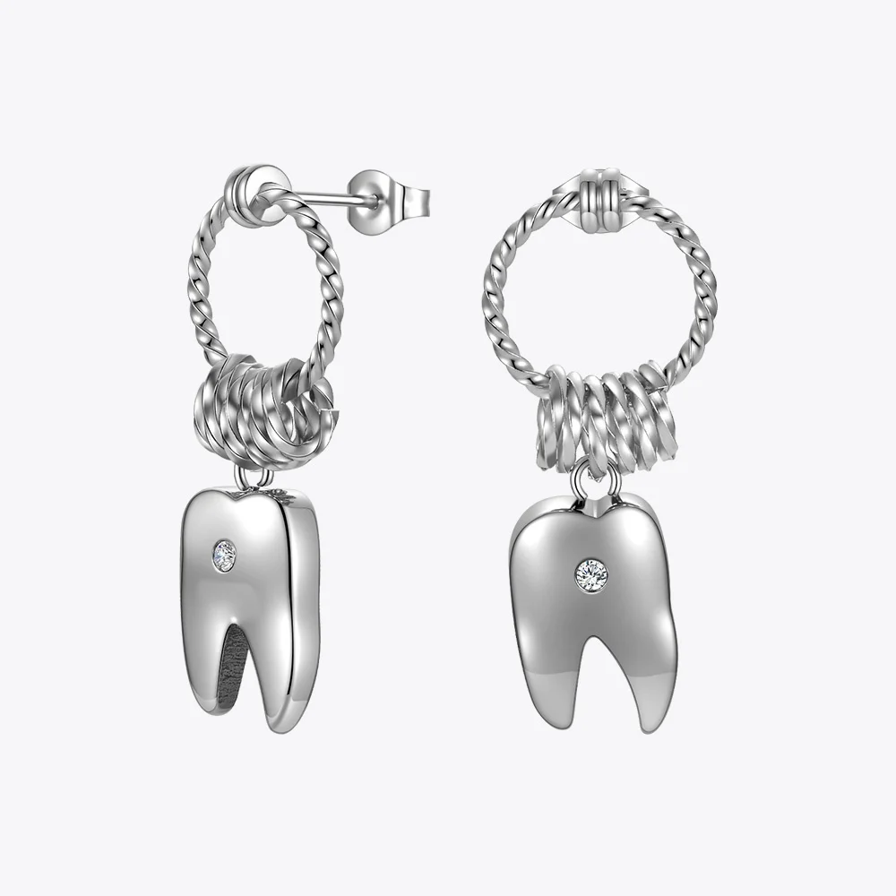 ENFASHION Goth Teeth Drop Earrings For Women Stainless Steel Zircon Dangle Earring Fashion Jewelry Pendientes Mujer Party E1315