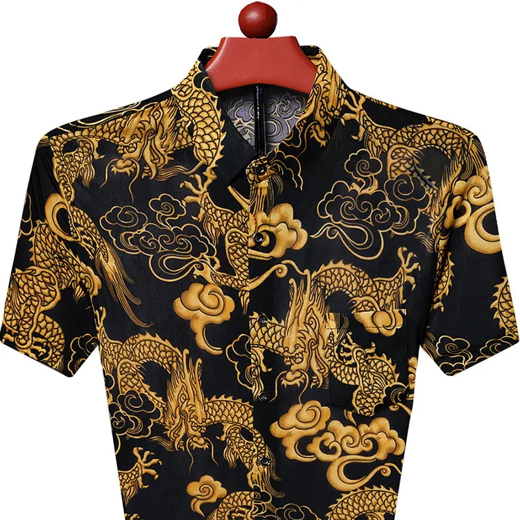 

Летняя мужская рубашка свободного кроя с принтом татуировок, повседневная, из тонкого материала, в китайском стиле, с квадратным воротником