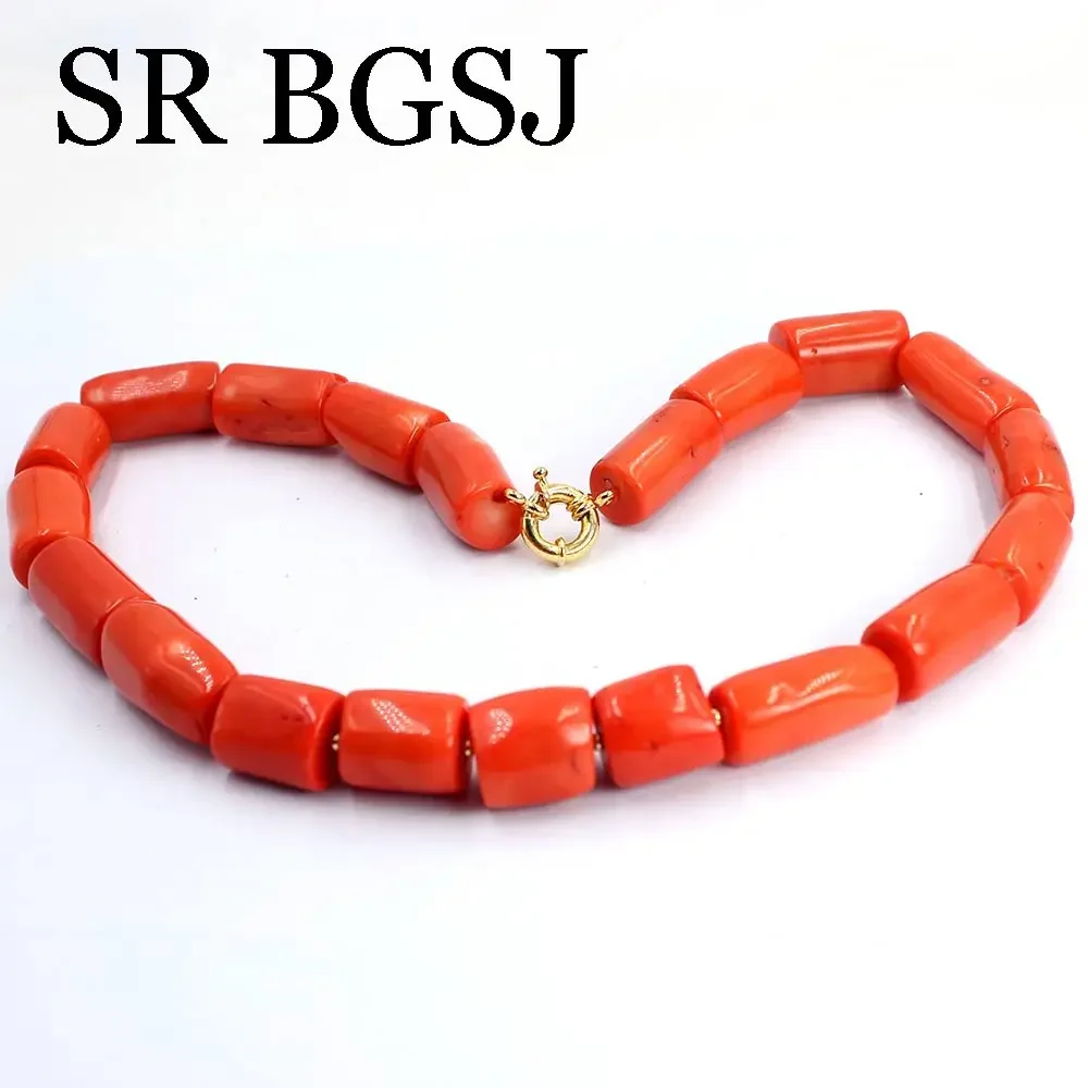 12-14mm  Copper Beads Women Jewelry Trendy Chokers Orange Coral Necklace 18inch