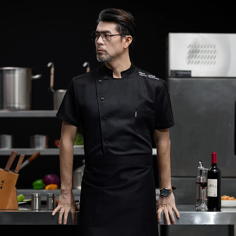 Uniforme de trabalho do chef dos homens manga curta catering hotel restaurante bolo loja cantina cozinha feminino branco verão manga longa workwear