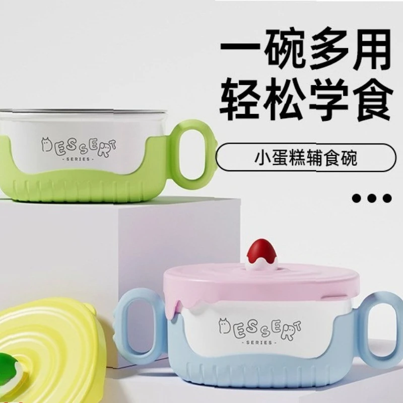 316 Stainless Steel Baby Feeding Bowl with Handle Anti-Slip Toddler Bowl for Kids Infant Food Shock-resistant Container