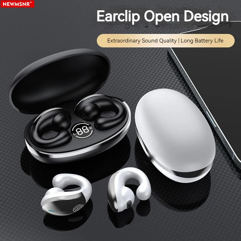 

Open Ear Design Earclip No Ear Pain Wireless Earbuds HD Call Headphones HiFi Deep Bass Earphone Waterproof Sweatproof Sport