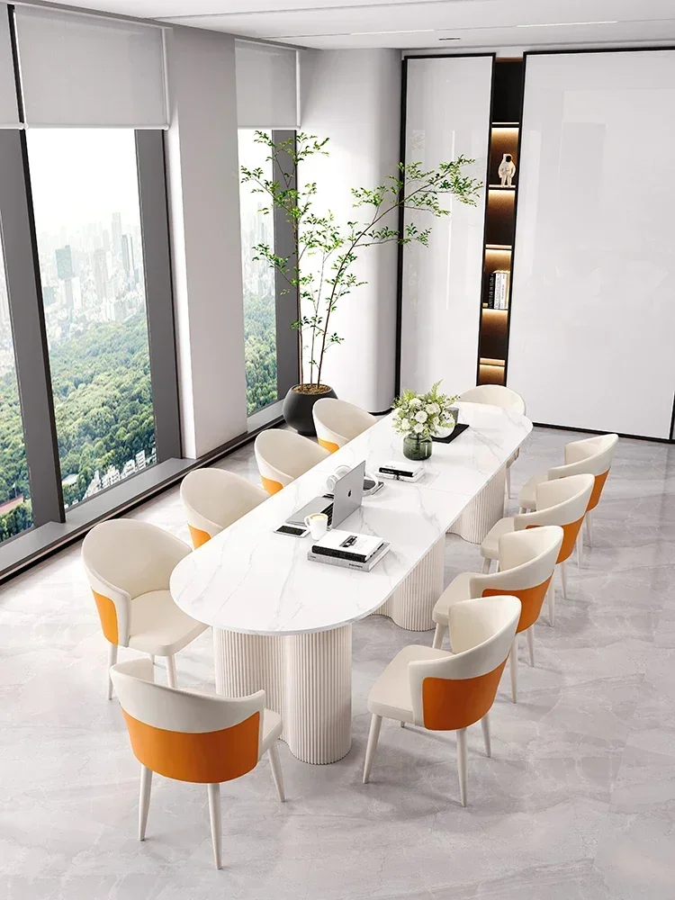 Slate splicing large conference long table office table and chair