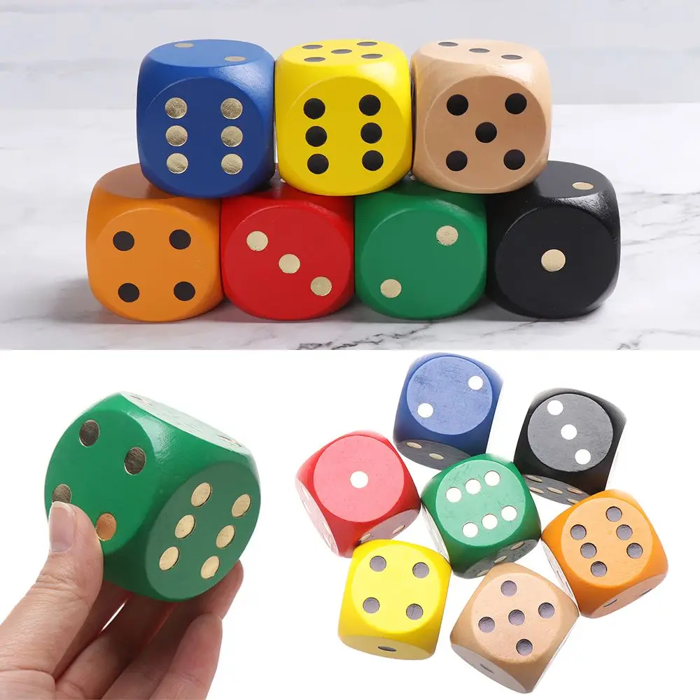 

5cm 1pc New Solid Wood Point Entertainment items 6-Sided Game Round Sieve Chess Props Wooden Dice Big Color Dice