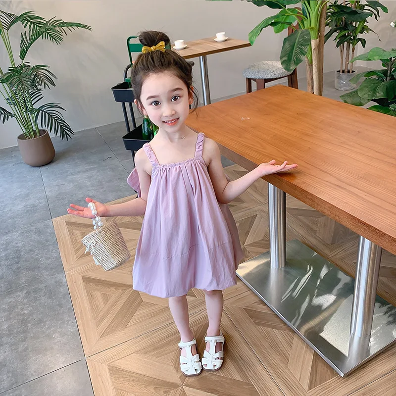Girls Suspender Skirt Foreign Style Baby Girl Summer Back Bow Princess Skirt 2025 New Children's Summer Dress Skirt