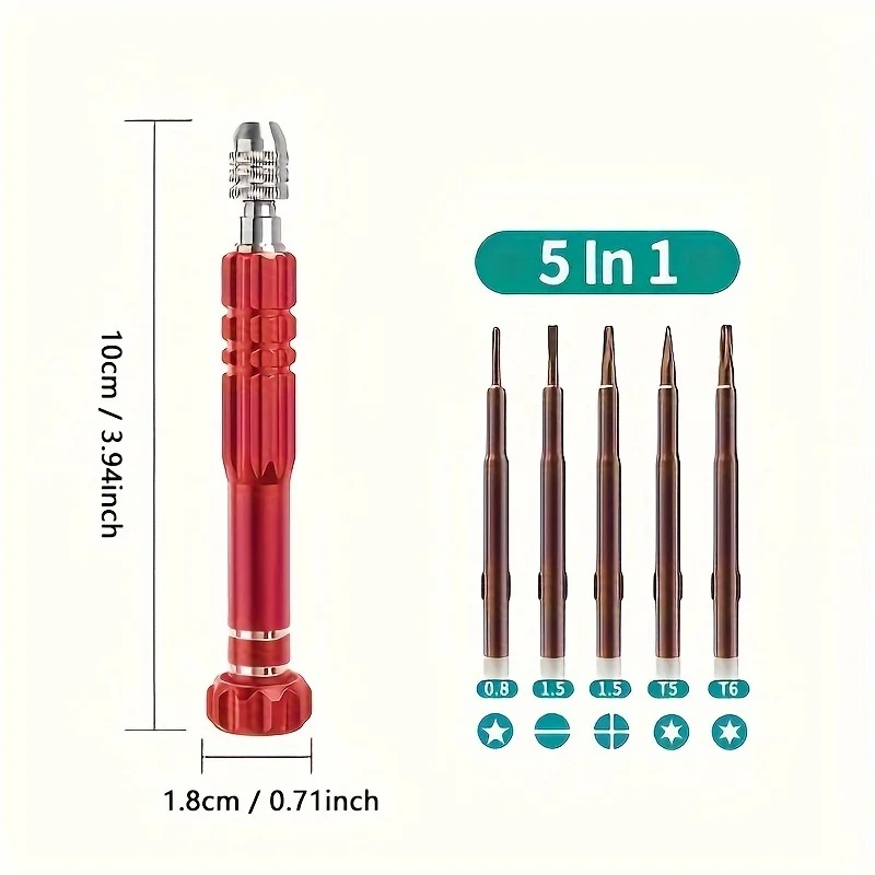 5 In 1 Precision Screwdriver Set with Magnetizer Suitable for Glasses Mobile Phones Electronic Products