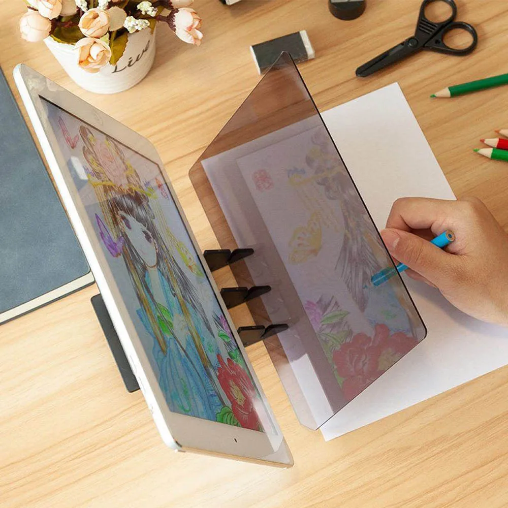 Portable Projection Optical Tracing Board Mobile Tablet Sketching Tool Drawing Copy Board Clear Image Specular Reflection
